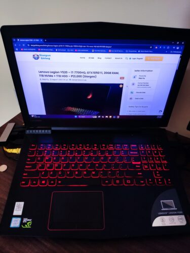 Lenovo Legion Y520 – i7‑7700HQ, GTX 1050 Ti, 20GB RAM, 1TB NVMe + 1TB HDD – ₱21,000 (Siargao)